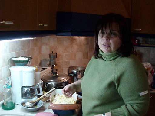 Christina a-cooking in the kitchen